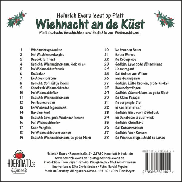 Hörbuch Heinrich Evers - "Wiehnacht an de Küst"  (CD) – Bild 2