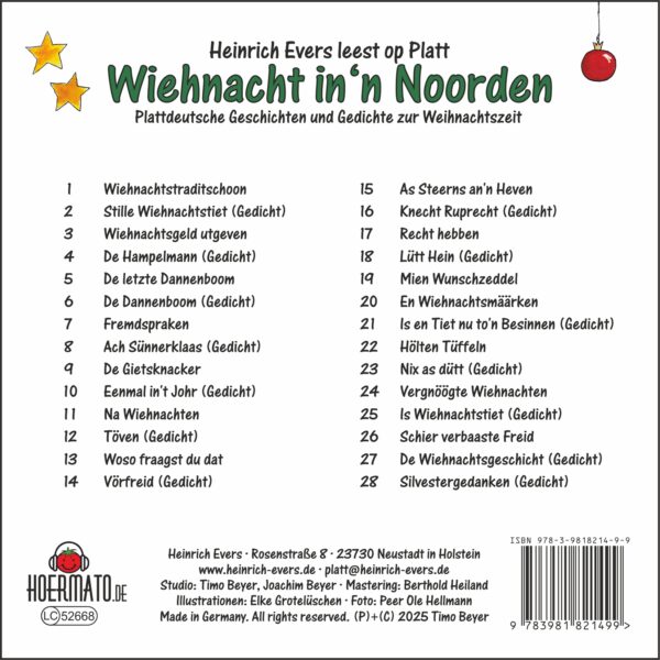 Hörbuch Heinrich Evers – „Wiehnacht in'n Noorden" (CD) – Bild 2