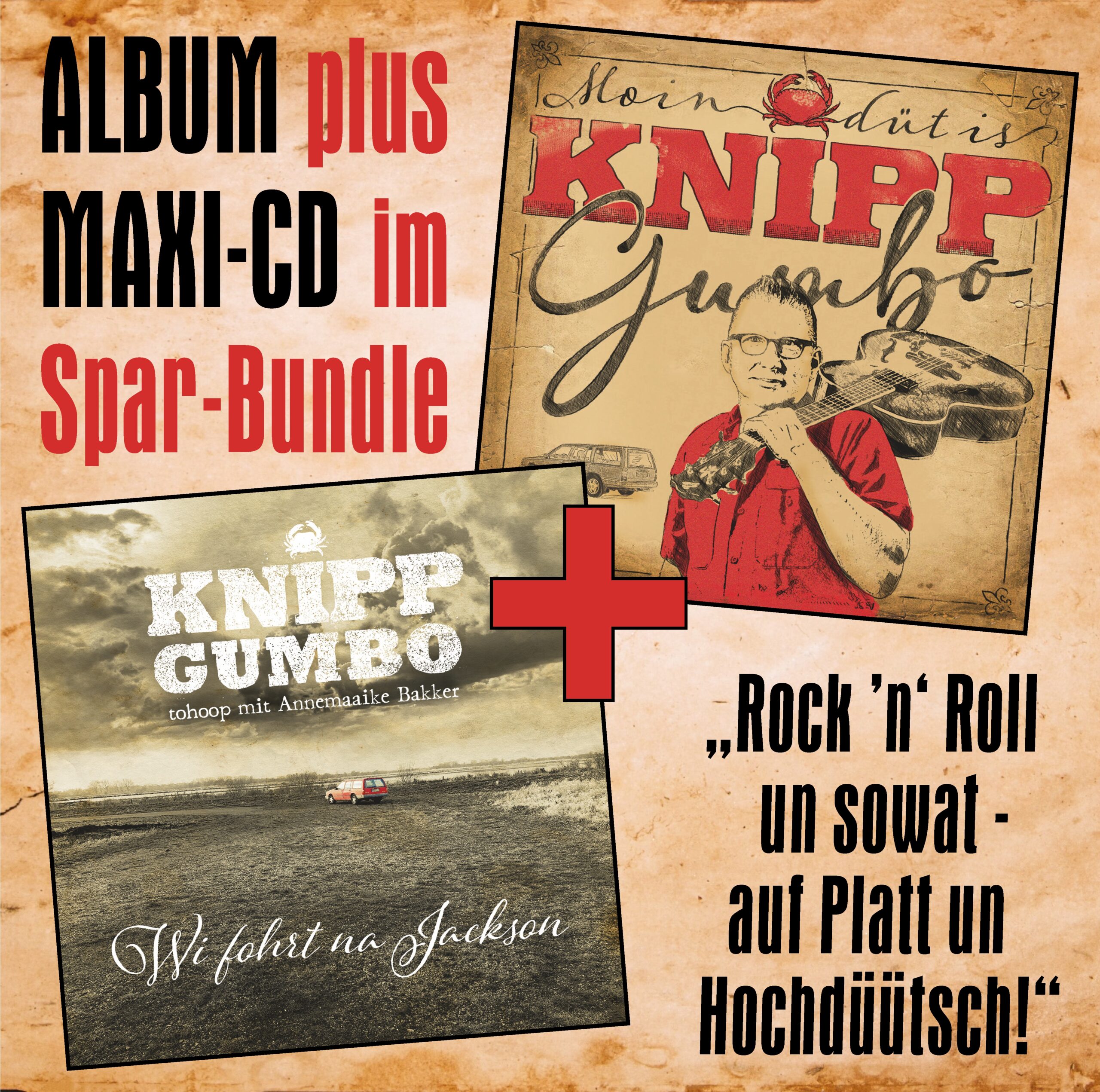 KNIPP GUMBO - Bundle CD-Album "MOIN" & CD-Maxi "Wi fohrt na Jackson"